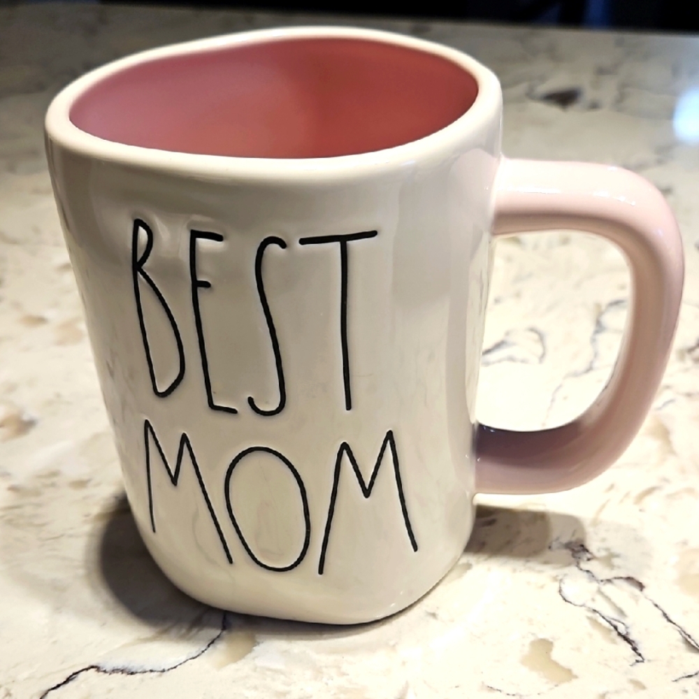 Rae Dunn Best Mom Ceramic Mug - Pink and White